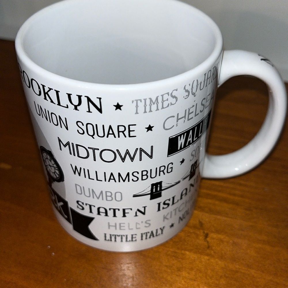The Big Apple New York City Vintage Coffee Cup Mug Boroughs Special Places White